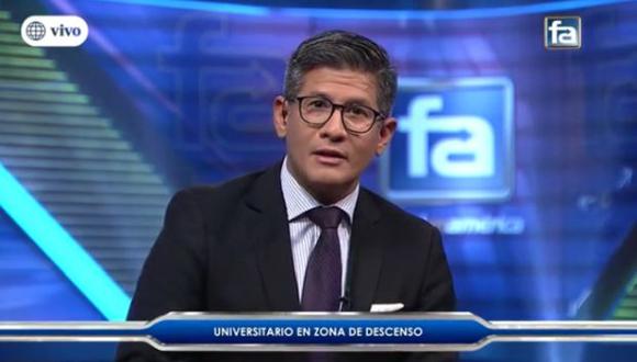 Erick Osores emitió su mensaje la noche del domingo durante la emisión de Fútbol en América. (Foto: Captura de América)