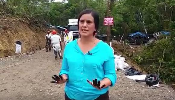 Verónika Mendoza viajó a la zona del derrame de petróleo en la Amazonía. (Facebook)