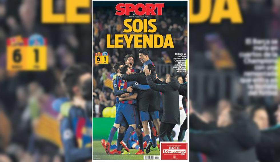 Diarios celebraron la victoria del Barcelona sobre el PSG.
