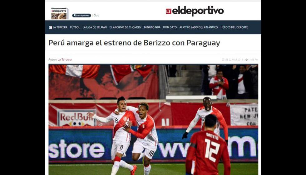 Así informaron los medios internacionales tras la victoria de Perú sobre Paraguay. (El Deportivo, Chile)