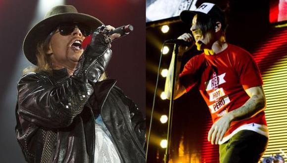 Rose y Kiedis, los vocalistas de Guns N’ Roses y Red Hot Chili Peppers, respectivamente. (AP)