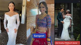 3 novias se vuelven virales en TikTok por sus particulares vestidos de novia