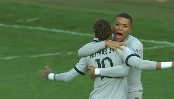 Neymar anotó un golazo para el 1-0 de PSG sobre Lorient. Foto: Captura de pantalla de ESPN.