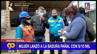 Mujer recupera pañal con 10 mil soles que había tirado a la basura en Arequipa