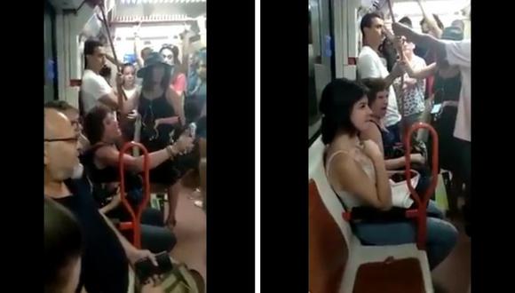 Una mujer en España ha sido criticada por los usuarios de YouTube y Twitter por no dejar a una niña latina sentarse en el metro. Las imágenes fueron captadas por un periodista mexicano. (Captura)