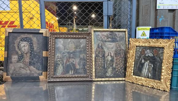 Uno de los lienzos representaba a San Juan Bautista con Santo Domingo de Guzmán, San Francisco de Asís y la Virgen María. (Foto: Ministerio de Cultura)