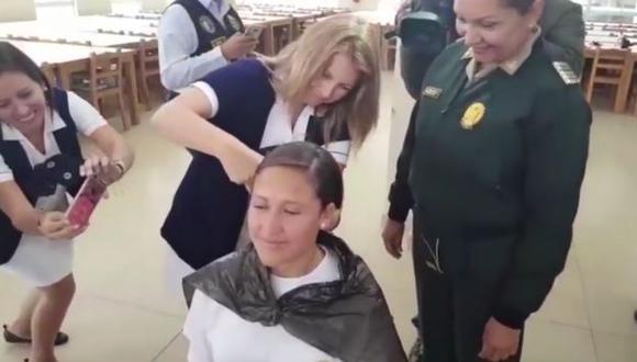 Alumnas policías donan su cabello para pacientes con cáncer. (Ministerio del Interior)