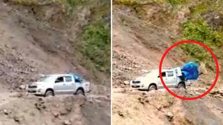 Deslizamiento de rocas impactan vehículo en Ayacucho