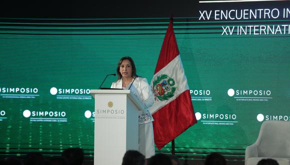 La presidenta Dina Boluarte en evento Simposio Minero XV Encuentro Internacional de Minería. Foto: Alessandro Currarino / @photo.gec
