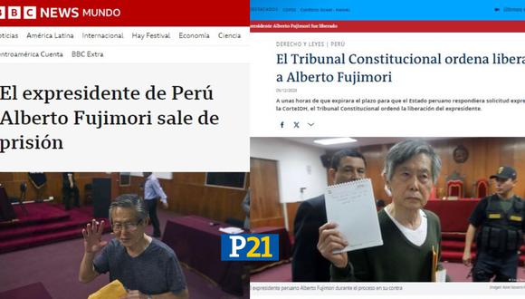 Medios internacionales informan sobre la liberación de Alberto Fujimori. (Foto: BBC News/DW)