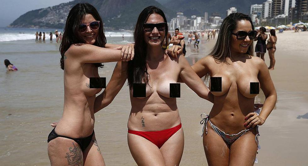 Brasil: Mujeres hicieron topless en playa de Ipanema para sensibilizar sobr...
