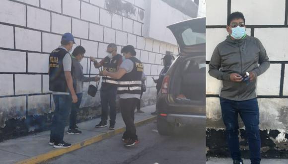Arequipa: El comercializadorde drogas Richard Machaca Calla (42) (a) 'Mono Richard' fue detenido cuando, presuntamente, iba a realizar una entrega de su ilegal mercancía.  (Foto PNP)