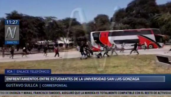 Estudiantes de la Universidad San Luis Gonzaga protagonizan violento enfrentamiento. (Captura: Canal N)