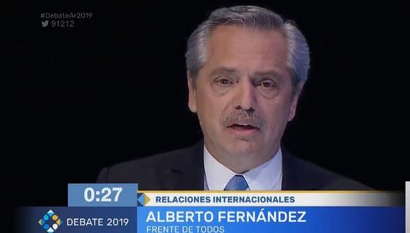 Alberto Fernández, candidato a la presidencia de Argentina durante el debate de este domingo. (Foto: Captura de video)