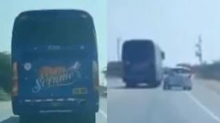 Denuncian que bus de ‘Corazón Serrano’ causó despiste de auto al sobrepasarlo | VIDEO