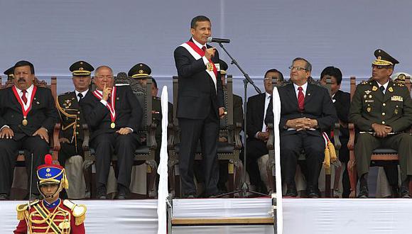 El presidente durante su discurso por la batalla de Junín. (Andina)
