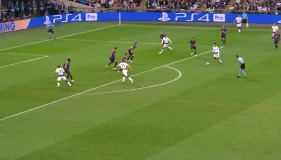 Erik Lamela anotó el segundo gol de Tottenham ante Barcelona. (Captura: YouTube)