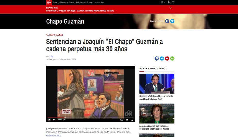 Así informó el mundo la condena a 'El Chapo' Guzmán en Estados Unidos. (Foto: CNN)