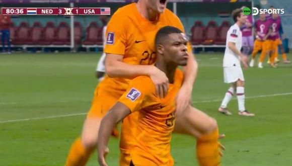 Gol de Denzel Dumfries para el 3-1 de Países Bajos vs. Estados Unidos. (Captura: DirecTV Sports)