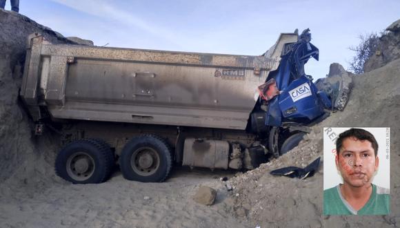 Lambayeque: El conductor Edgar Córdova Córdova (30) murió al caer con su vehículo a una zanja de 4 metros de profundidad en el kilómetro 899 de la carretera Panamericana Norte, en Mórrope. (Foto PNP)