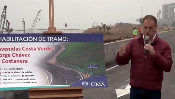 Alcalde de Lima, Jorge Muñoz, hizo entrega del tramo habilitado Circuito de Playas - Av. Costanera, perteneciente al proyecto de ampliación de la Costa Verde Av. Escardó - Jr. Virú. (Captura: Facebook MML)