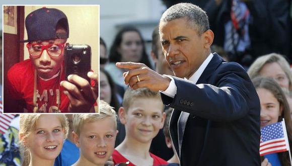Obama y el joven del tuit amenazante. (AP)