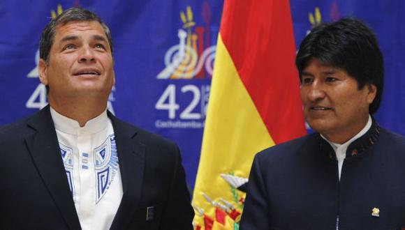 EN BLOQUE. Morales invitó a Correa a la asamblea para sentirse respaldado en su ataque a la CIDH. (Reuters)