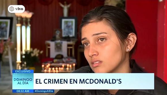Kaire Velasco, pareja sentimental de Isaac Hilario, el hombre asesinado la noche del jueves en un local de McDonald’s. (Foto captura: América Noticias)