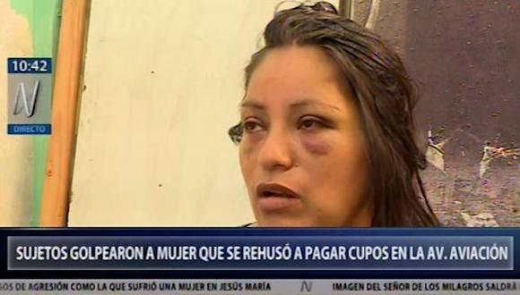 Vendedora ambulante identificada como Nieves Rojas fue agredida porque se rehusó a pagar un cupo (Captura: Canal N)