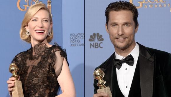 Matthew McConaughey y Cate Blanchet se llevaron el premio a Mejor Actor y Actriz, respectivamente. (AFP)