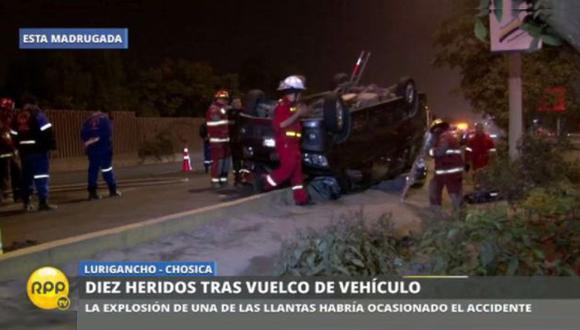 Diez heridos dejó accidente vehicular en Chosica. (RPP)