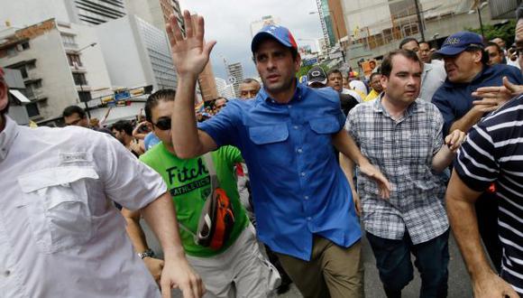 Capriles marchó en Caracas. (AP)