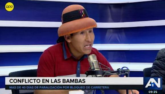 Presidente de la comunidad campesina de Fuerabamba de Apurímac, Gregorio Rojas, afirmó que los comuneros están a favor de una minería responsable (Captura: RPP Noticias)