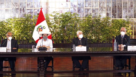 El presidente Pedro Castillo recibió el saludo por año nuevo de los líderes religiosos del Perú, en la sede de Palacio de Gobierno. (Foto: Presidencia Perú)