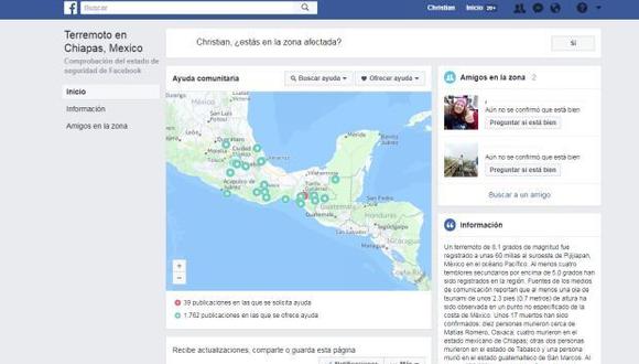 Facebook activó “Safety Check” tras el terremoto en México. (Facebook)
