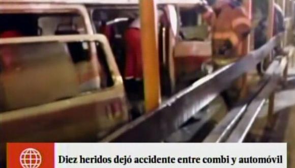 Surquillo: 10 heridos dejó choque entre combi y auto. (América Noticias)