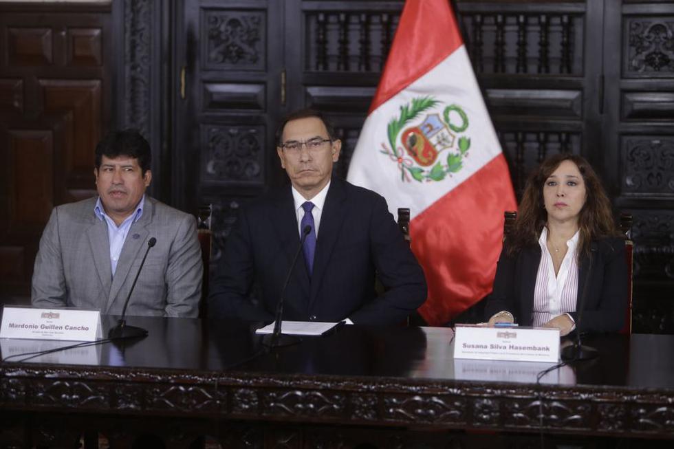 El presidente Martín Vizcarra realizó una conferencia de prensa junto al alcalde de San Juan Bautista, Mardonio Guillén. (Perú21/Luis Centurión)
