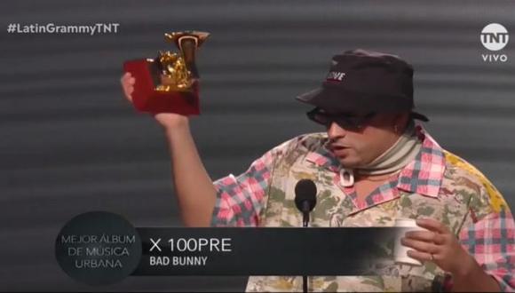 Bad Bunny y su reclamo por el reguetón, tras ganar Mejor álbum urbano en los Latin Grammy 2019. (Imagen: TNT)