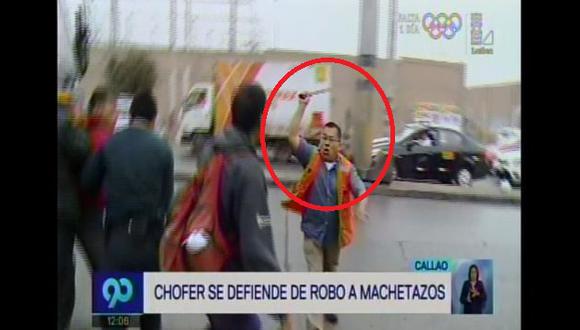 Chofer de camión se defendió de delincuentes con un machete en el Callao. (Captura de video)