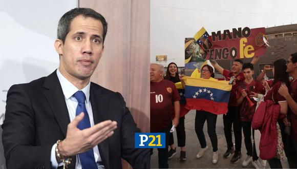 Juan Guaidó critica control de identidad previo al partido entre Perú vs Venezuela. (Foto: EFE/Anthony Niñode Guzmán/@photo.gec)