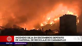 Carabayllo: incendio consumió depósito de reciclaje
