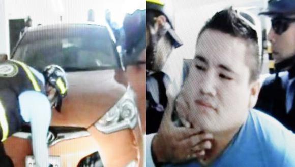 Víctor Grimaldo Cayetano, ‘El Ficho’, fue atrapado tras ingresar a un edificio a bordo de un vehículo deportivo. (Imagen de TV)