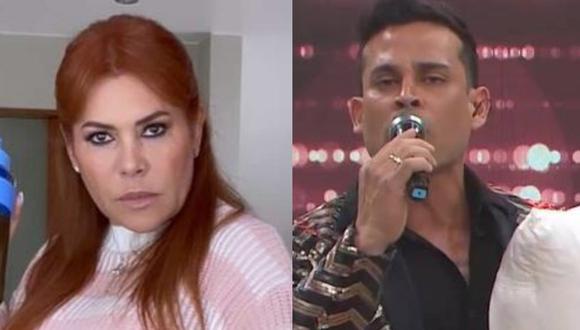Magaly Medina critica a Christian Domínguez por cantar adelante de Sergio George. (Foto: @magalymedinav/América TV).