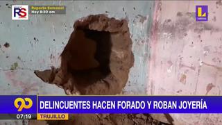 Delincuentes hacen forado en pared y roban joyería en Trujillo