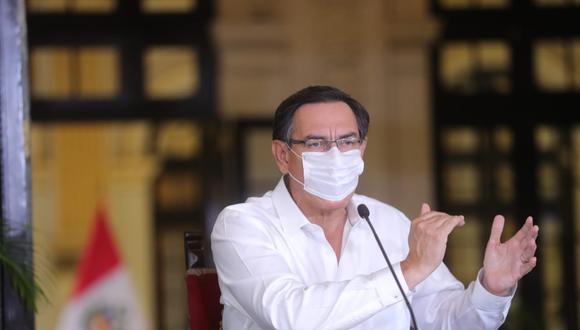 Presidente Martín Vizcarra se presentó con mascarilla en la conferencia que realizó esta tarde. (Foto: Presidencia de la República)