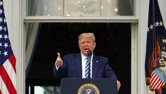 Donald Trump pronuncia su primer discurso desde la Casa Blanca tras ser diagnosticado de coronavirus. (Foto: MANDEL NGAN / AFP).