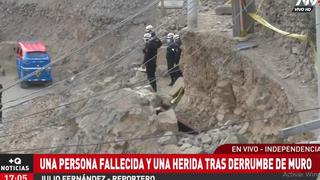 Independencia: trabajador murió aplastado tras derrumbe de muro de contención en parte alta de cerro