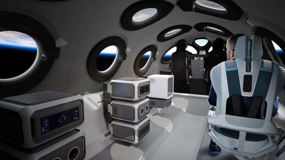 Prototipo virtual de la cabina de pasajeros de la nave de turismo espacial de la compañía Virgin Galactic. (Foto: Handout / Virgin Galactic/The Spaceship Company / AFP)