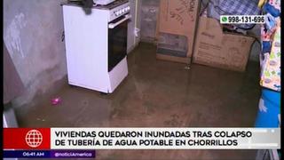 Sedapal controló aniego de agua potable que afectó varias viviendas deChorrillos [VIDEO]