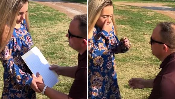 Un bombero de Estados Unidos cumplió el deseo de la hija de su esposa de que la adoptara imitando una propuesta frente a su familia y amigos. (Foto: Tim Bobbitt en YouTube)